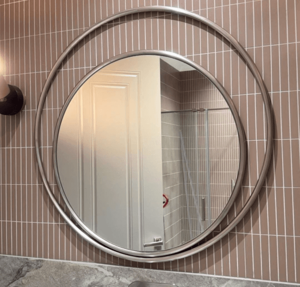 Miroir Rond Design Double Cercle